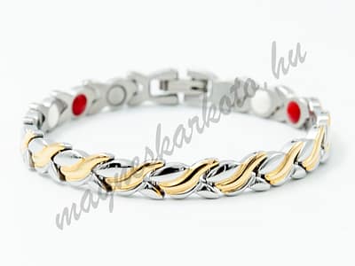 Mágneses női karkötő ezüst-arany színben orvosi acélból - Chloé