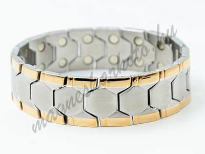 Antiallergén férfi mágneskarkötő ezüst-arany színben - Jeremie