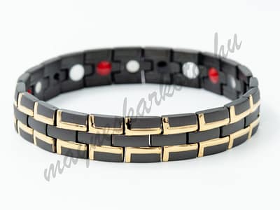 Antiallergén férfi mágneskarkötő fekete-arany színben - Jacques á l'Azur Noir