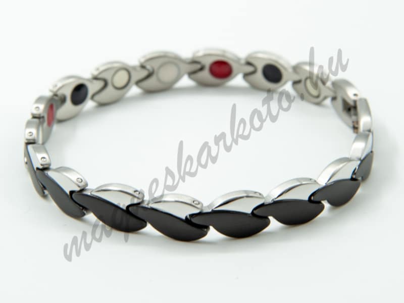 Elegáns mágneses karkötő ezüst-fekete nőknek orvosi acélból - Juliette Noire