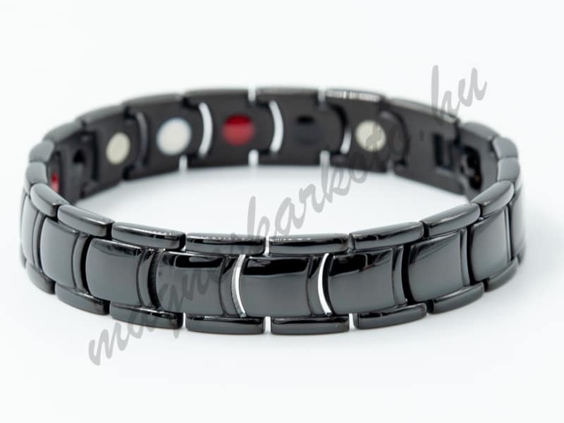 Elegáns fekete mágneses karkötő férfiaknak orvosi acélból - Noah Noir